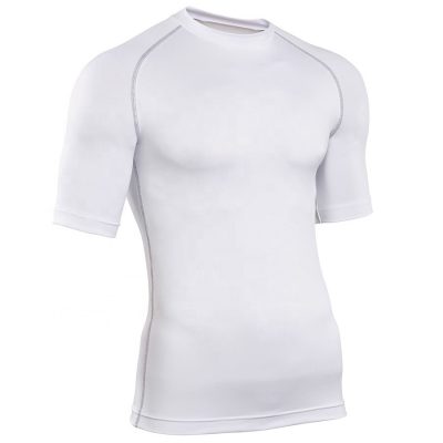 Men short sleeve tight fitted plain blank fitness gym tshirt