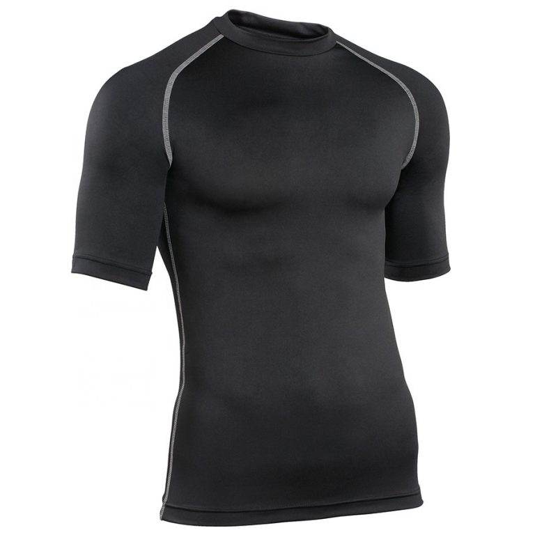 Men short sleeve tight fitted plain blank fitness gym tshirt
