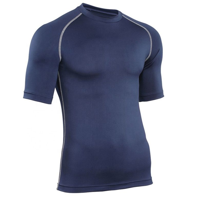 Men short sleeve tight fitted plain blank fitness gym tshirt