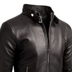 Mens Fashion 100% Genuine Leather Slim Fit Black Jacket Sportsfore