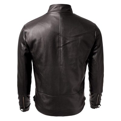 Mens Fashion 100% Genuine Leather Slim Fit Black Jacket Sportsfore