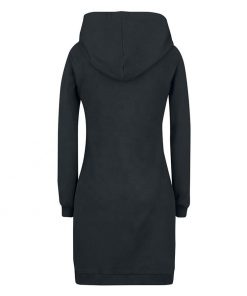 Women Fashion Knee Length Black Long Hooded Dresses Sportsfore