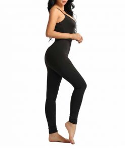 Women Spaghetti Strap Sleeveless Leotard Bodysuit Stretchy Tank Yoga Gym Dance Black Jumpsuit Sportsfore