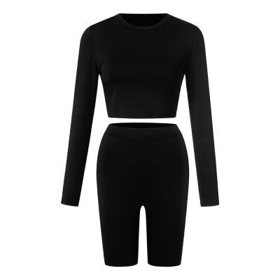 Women 2 Pieces Summer Crop Top & Short Pants Casual Running Jogging Fitness Workout Sport Suit Tracksuit Set Sportsfore