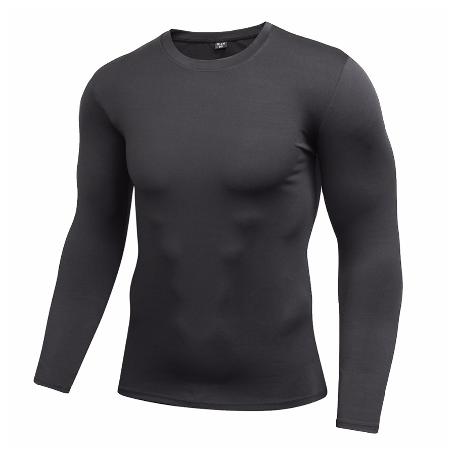 Quick Dry Men Fitness Compression Long Sleeve Baselayer Muscle Fit Gym ...