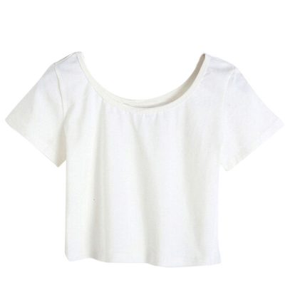 Women Fashion Plain Blank Cotton Crop Top T-shirts Sportsfore