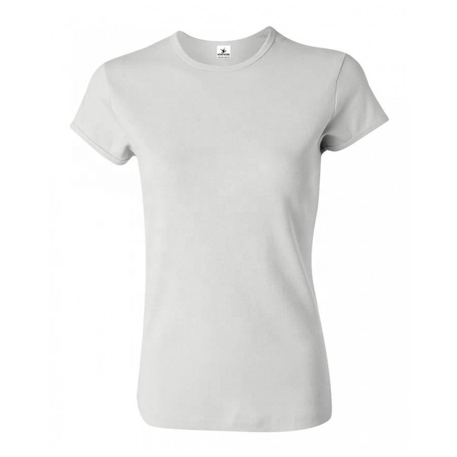 Download Women Fashion Trendy Fitted Crew Neck Blank Plain White Cotton Tee T shirts