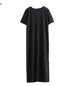Ladies Bodycon Long Maxi Black T shirt Dress Sportsfore