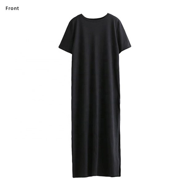 Ladies Bodycon Long Maxi Black T shirt Dress