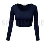 Latest Fashion Athletic Long Sleeve Round Neck Plain Blank Crop Tops for Women Sportsfore