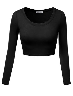 Women Custom New Fashion Active Long Sleeve Round Neck Plain Blank Crop Tops Sportsfore