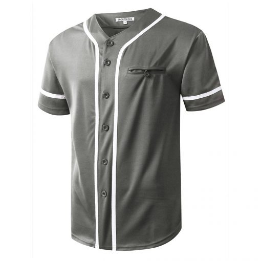 Custom Cheap Button Down Blank Fashion Baseball Jersey with Pocket Sportsfore