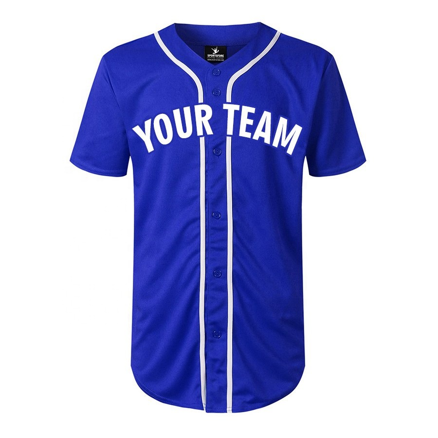 Custom Cheap Wholesale Stylish Button Down Embroidered Baseball Team V Neck Jersey