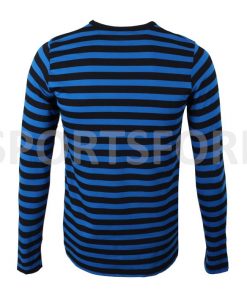 Wholesale Mens New Casual Fashion Black Blue Long Sleeve Crew Neck Striped Tshirt Sportsfore