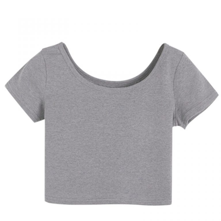 Women Fashion Plain Blank Cotton Crop Top T-shirts