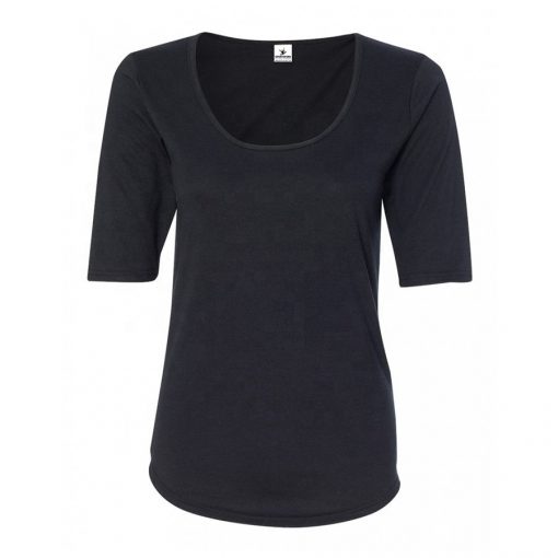 Women Latest Design Fashion Deep Scoop Neck Half Sleeve Plain Blank Sports Gym Formal T-shirts Sportsfore