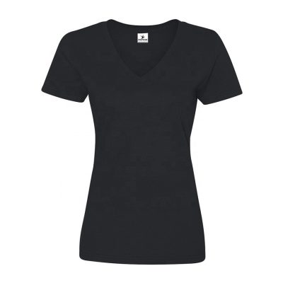Women's Short Sleeve V Neck Plain Blank White Cotton T shirts Ladies Sportsfore