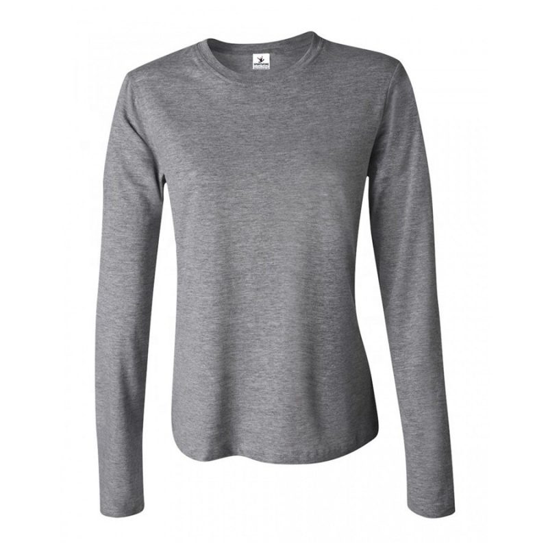 Women Crew Neck Plain Long Sleeve Tshirts