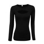 Women Fashion Trend Keyhole Cut Blouse Long Sleeve Tops Sportsfore