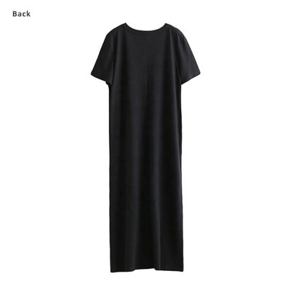 Ladies Bodycon Long Maxi Black T shirt Dress Sportsfore