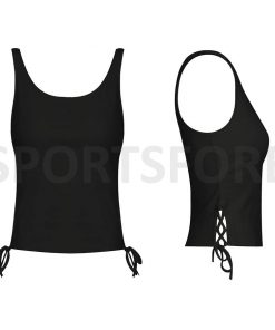 Latest Fashion New Design Smart Fitted Summer Black Scoop Neck Tank Tops for Women Sportsfore
