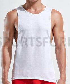 Wholesale Custom Casual Summer Sports Gym Weightlifting Running Fitness Workout Blank Low Cut Singlet Tank Top Vest for Men Sportsfore