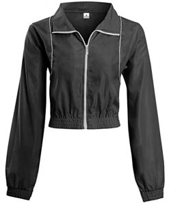 Wholesale Cheap New Fashion Contrast Zip Crop Jacket Gym Fitness Running Workout Blank Black Tracksuits for Women Sportsfore