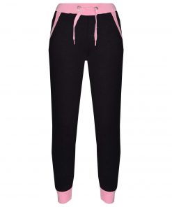 Custom Kids Plain Pink Contrast Fleece Hooded Top Bottom Jogging Tracksuit Set for Girls Sportsfore