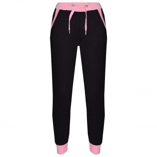 Custom Kids Plain Pink Contrast Fleece Hooded Top Bottom Jogging Tracksuit Set for Girls Sportsfore