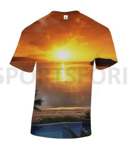 Custom Cheap Sublimation Cut and Sew All Over Print Crew Neck Short Sleeve T shirts Sportsfore