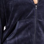 Women Custom Cheap Plain Blank Blue Velour Tracksuit with Hoodie Sportsfore