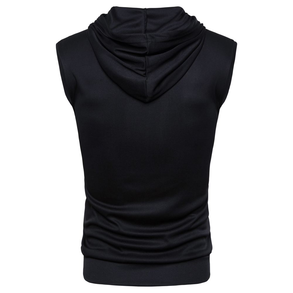 Men Casual Fashion Bodybuilding Gym Workout Sleeveless Muscle Hoodie T ...