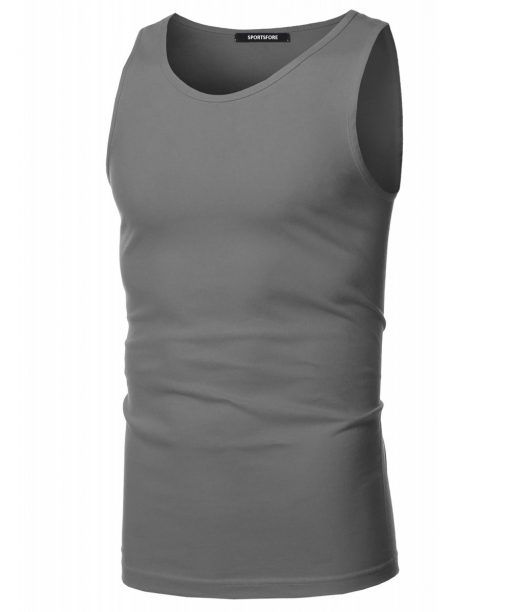 Men's Sleeveless Round Neck Fitness Ggym Workout Plain Blank T shirt Sportsfore