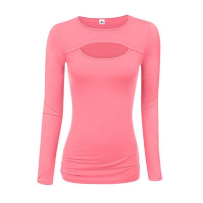 Women's Latest Fashion Trend Keyhole Cut Long Sleeve Blouses Sportsfore