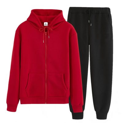 Custom Casual Workout Zipper Hooded Jacket Tracksuit Set for Ladies Sportsfore