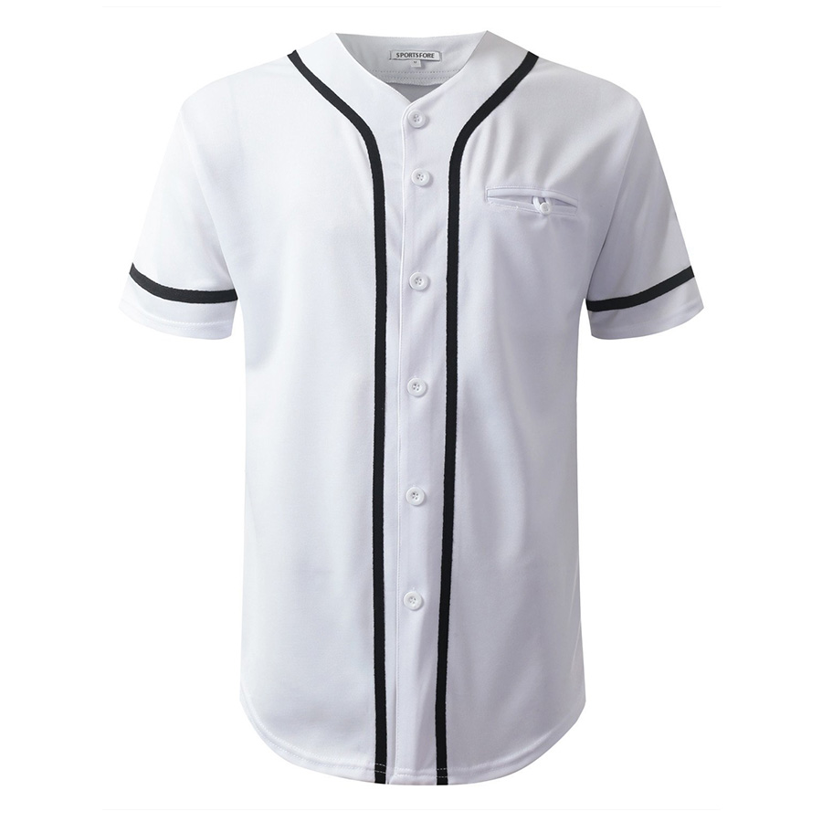 Custom Cheap Button Down Blank Fashion Baseball Jersey with Pocket