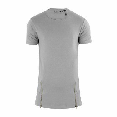 Men's Quick Dry Crew Neck Short Sleeve Longline Zip Fashion T-shirts Top Sportsfore