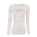 Women Fashion Trend Keyhole Cut Blouse Long Sleeve Tops Sportsfore