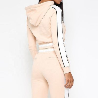 Girls Contrast Side Stripe Crop Hoodie Beautiful Tracksuit Sportsfore