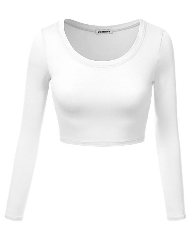 Women Custom New Fashion Active Long Sleeve Round Neck Plain Blank Crop ...