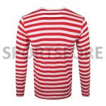 Wholesale Mens New Casual Fashion Black Blue Long Sleeve Crew Neck Striped Tshirt Sportsfore