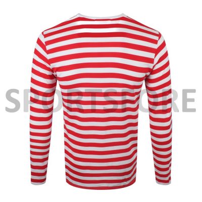 Wholesale Mens New Casual Fashion Black Blue Long Sleeve Crew Neck Striped Tshirt Sportsfore