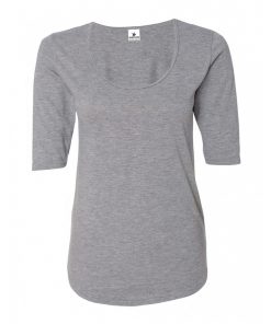 Women Latest Design Fashion Deep Scoop Neck Half Sleeve Plain Blank Sports Gym Formal T-shirts Sportsfore