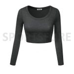 Latest Fashion Athletic Long Sleeve Round Neck Plain Blank Crop Tops for Women Sportsfore