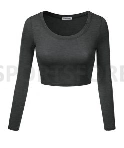 Latest Fashion Athletic Long Sleeve Round Neck Plain Blank Crop Tops for Women Sportsfore