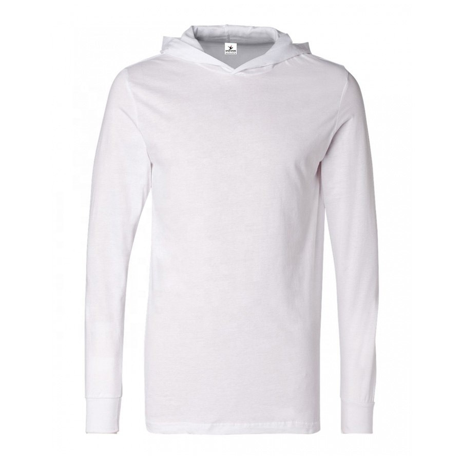 Unisex Long Sleeve Plain Blank Hooded Tshirt