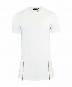 Men's Quick Dry Crew Neck Short Sleeve Longline Zip Fashion T-shirts Top Sportsfore