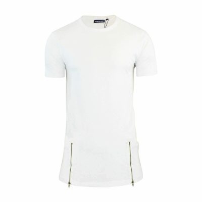 Men's Quick Dry Crew Neck Short Sleeve Longline Zip Fashion T-shirts Top Sportsfore