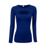 Women Fashion Trend Keyhole Cut Blouse Long Sleeve Tops Sportsfore