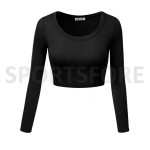 Latest Fashion Athletic Long Sleeve Round Neck Plain Blank Crop Tops for Women Sportsfore